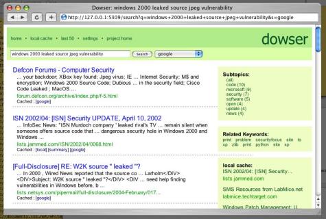 Dowser search screenshot
