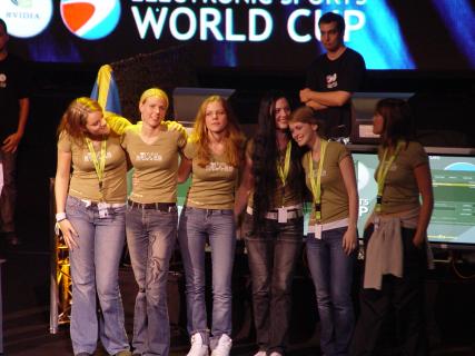 Electronic Sports World Cup podium photo
