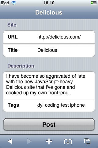 Delicious bookmarklet