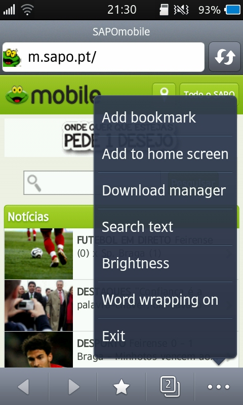 bada browser dolphin menus