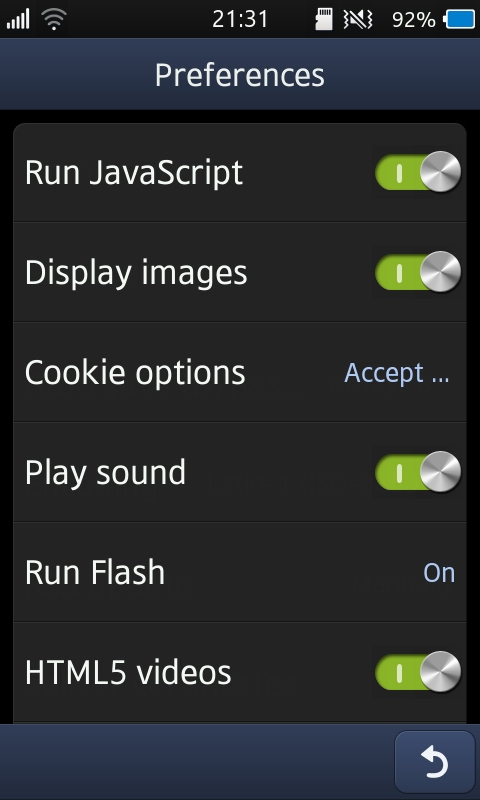 bada browser dolphin preferences