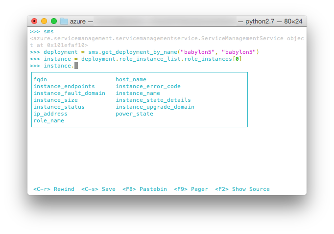 azure sdk bpython repl