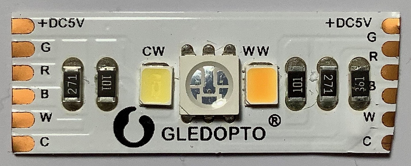 a snip of the LED strip, showing all the LEDs