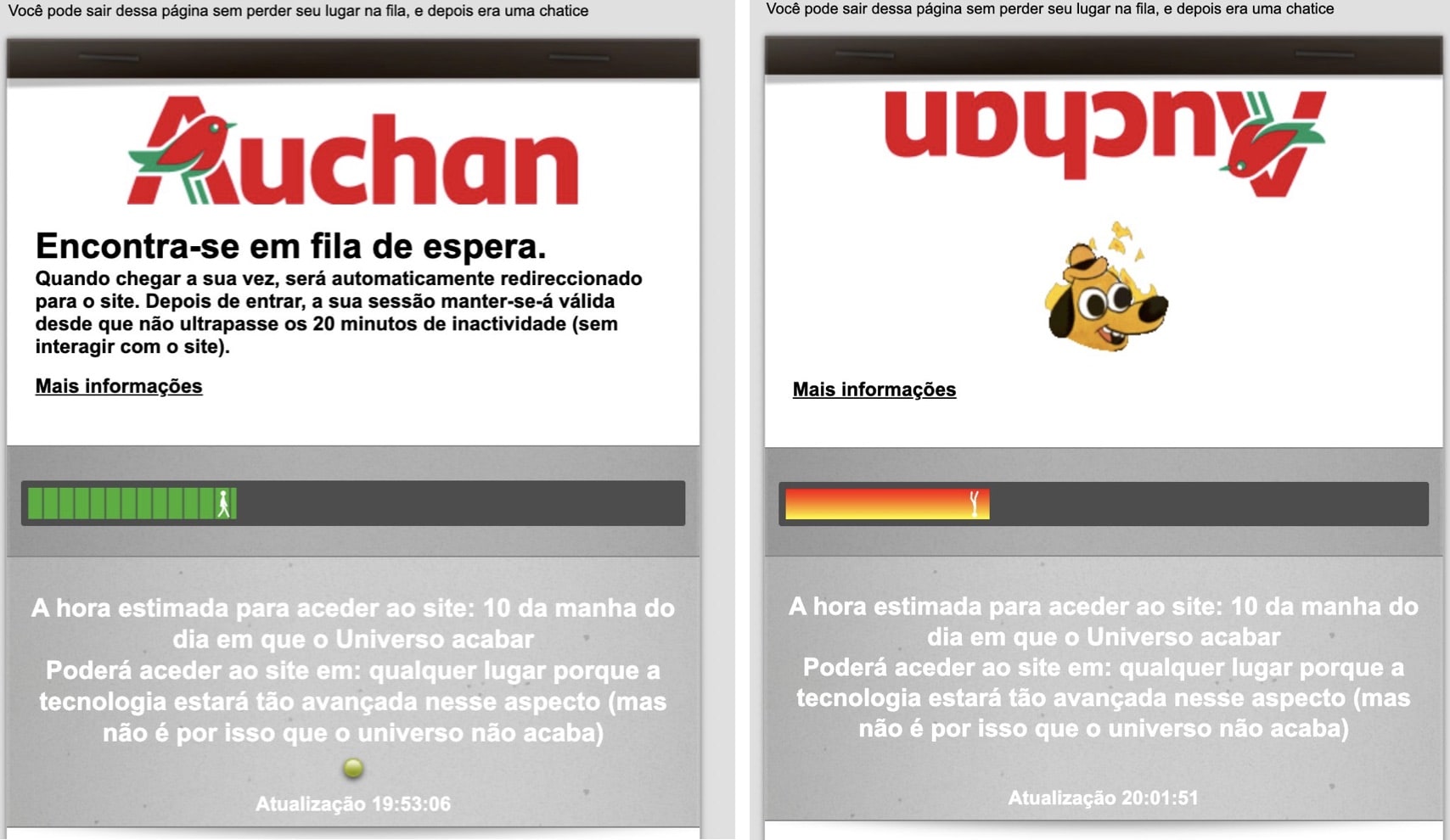 A few parody renderings of the Auchan online queue