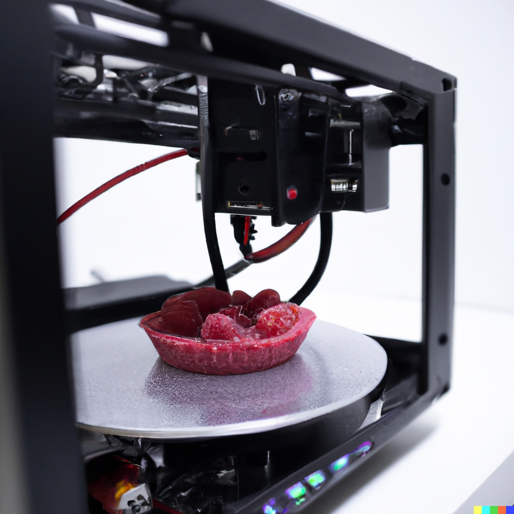 a high resolution photo of a 3d printer printing a raspberry pie