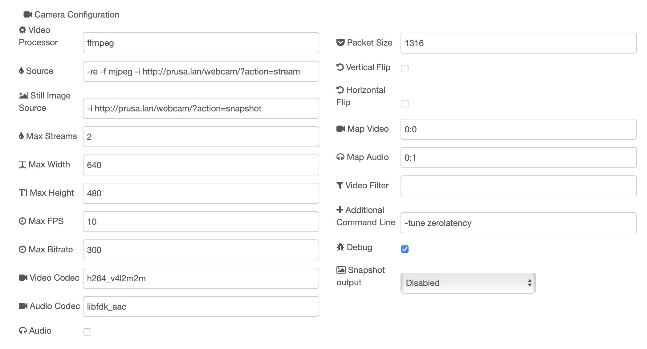 Node settings pane, grouped for your convenience.