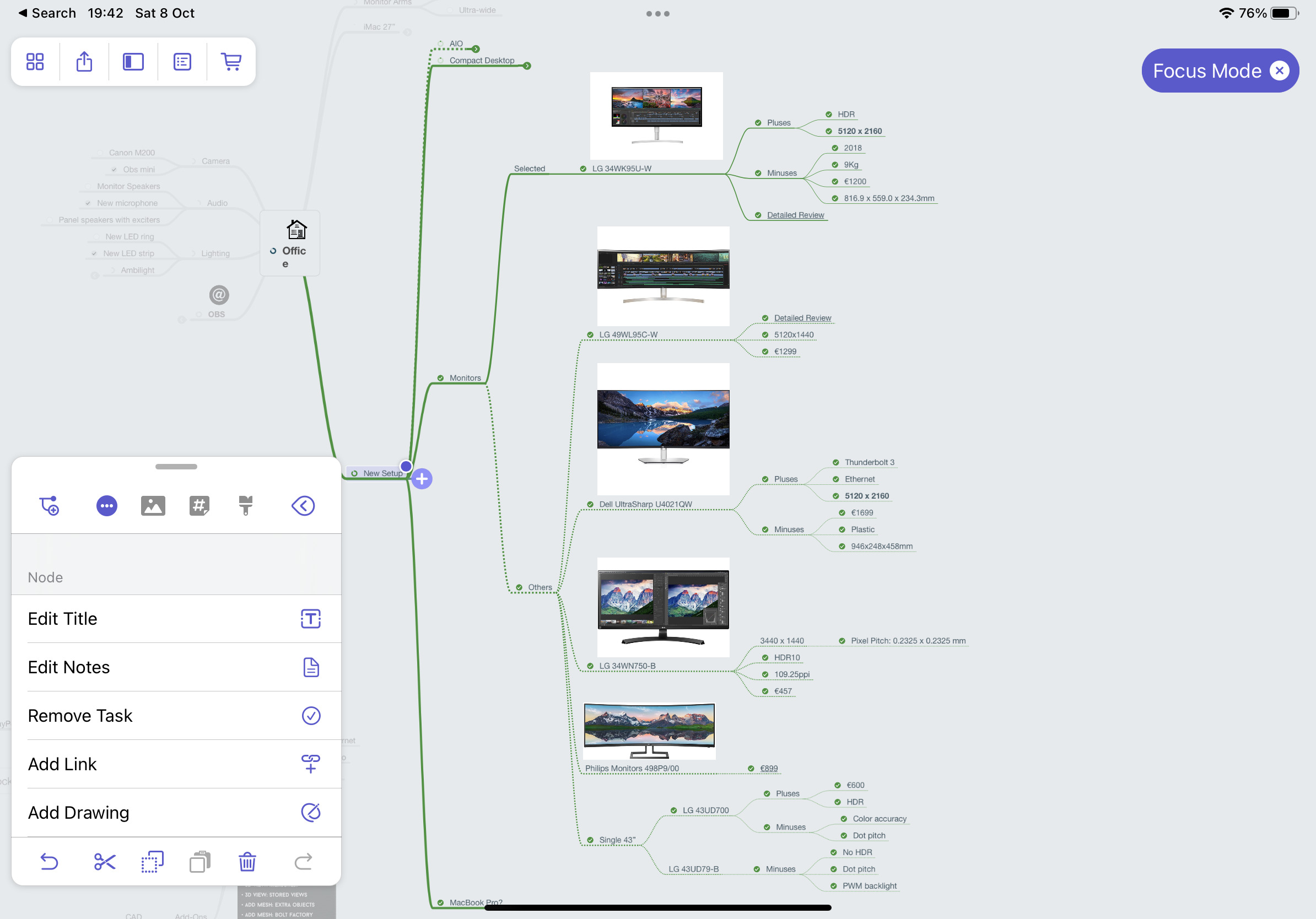 Mindnode in focus mode