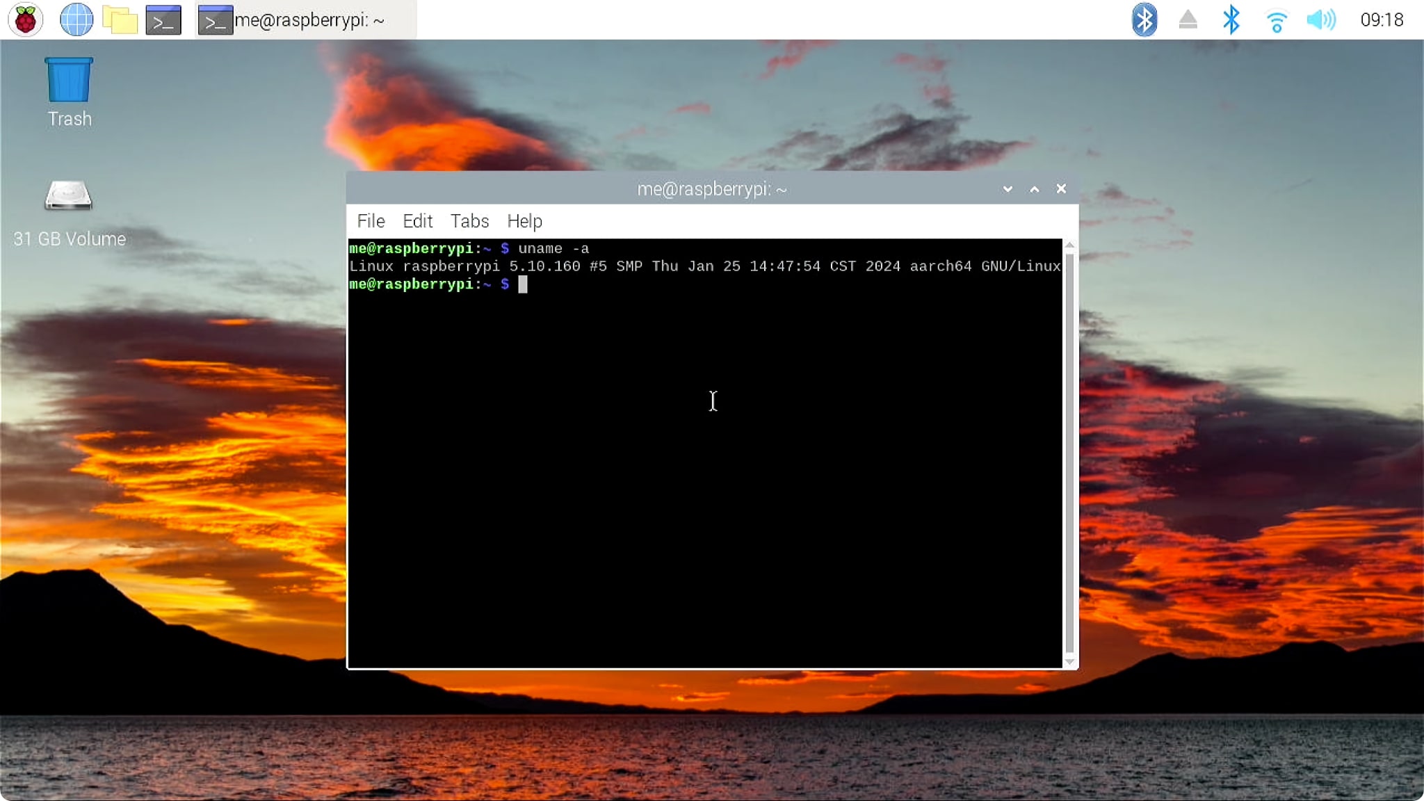 screenshot of the Raspbian desktop