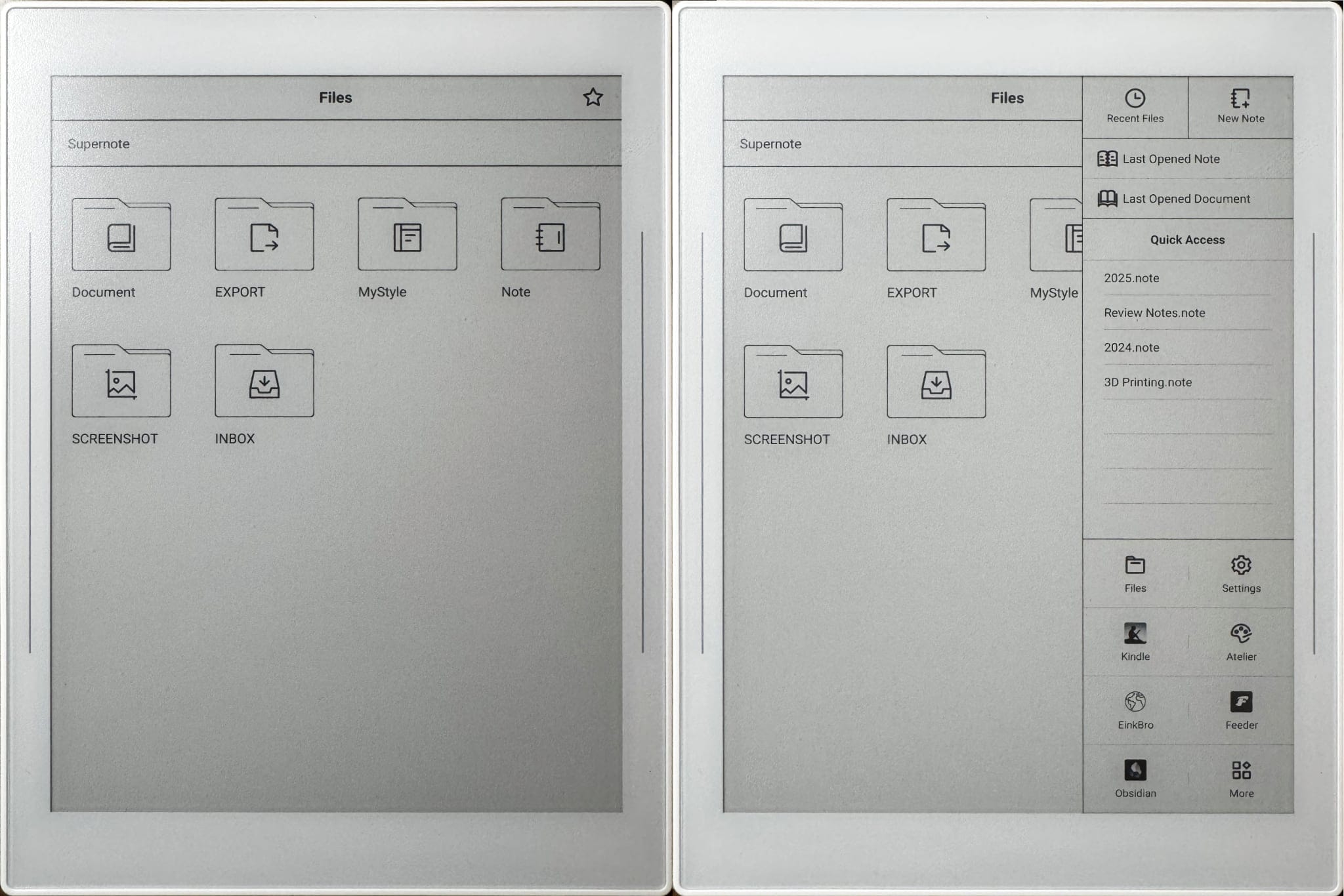 the file manager and app tray