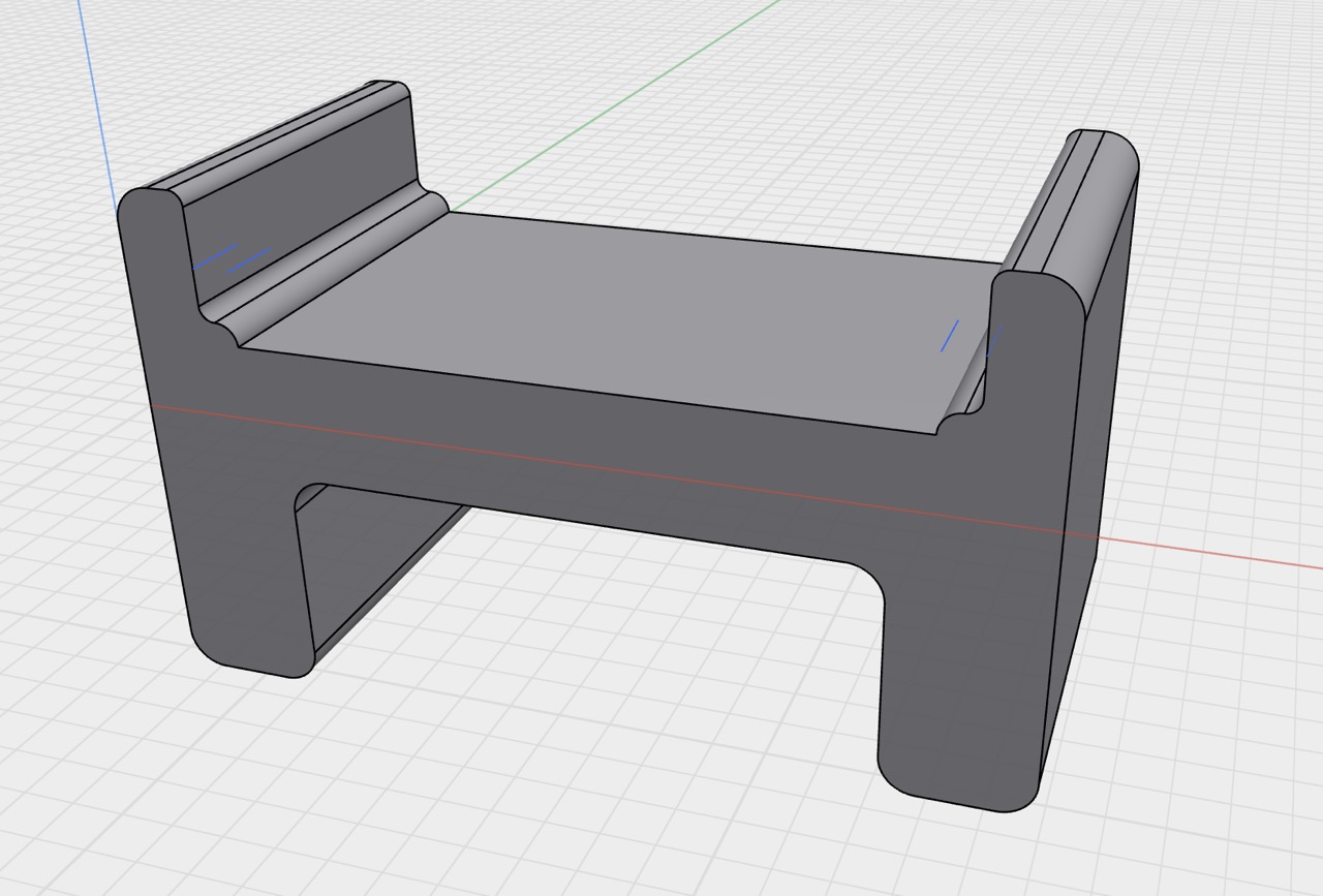 3D CAD screenshot of an H-shaped brace to support the UPS