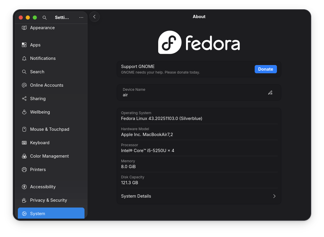 System information in GNOME
