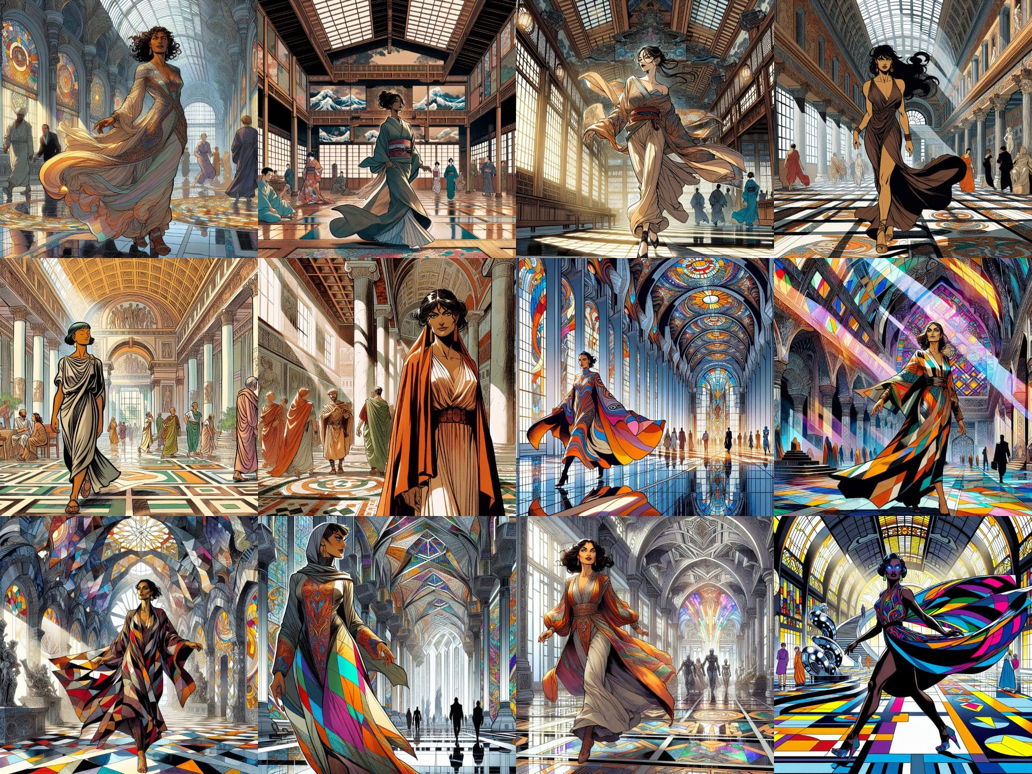 Collection of images rendered in various comic book and graphic novel styles