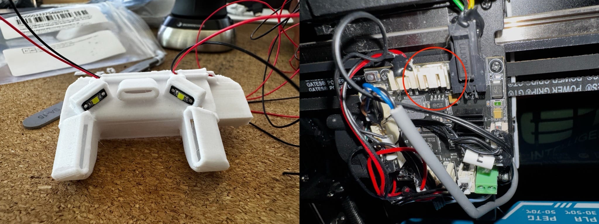 These provide direct nozzle illumination, and can be wired in to this spare connector