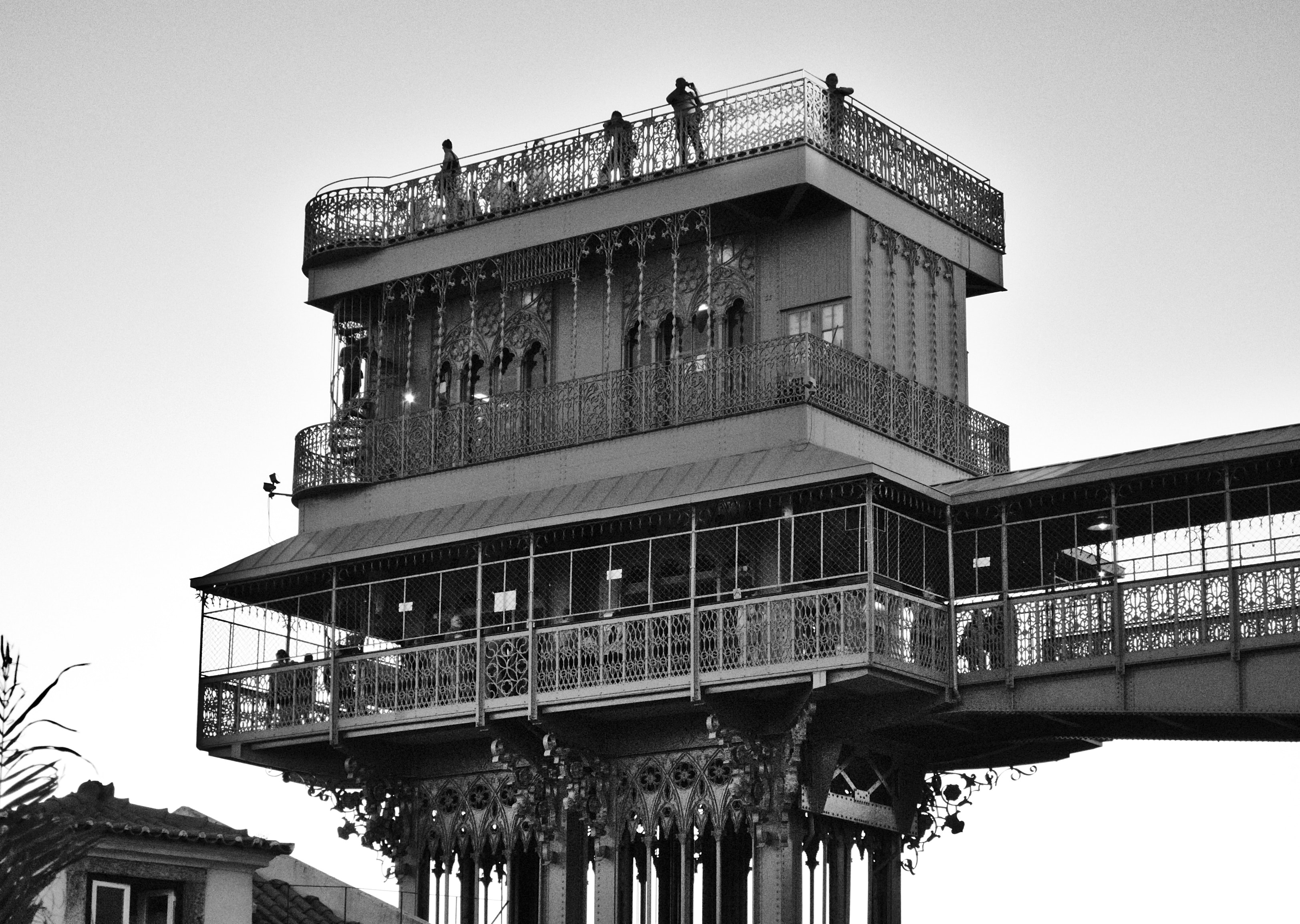 top of a 19th-century urban lift, with characteristic ironworks