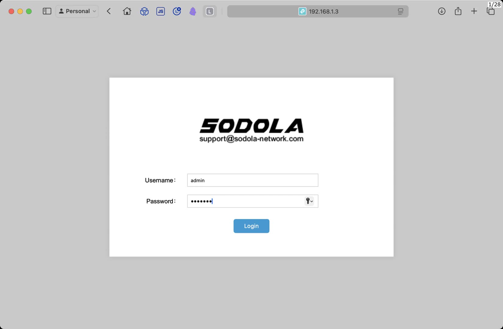 Screenshot of the Sodola switch web interface showing various configuration options