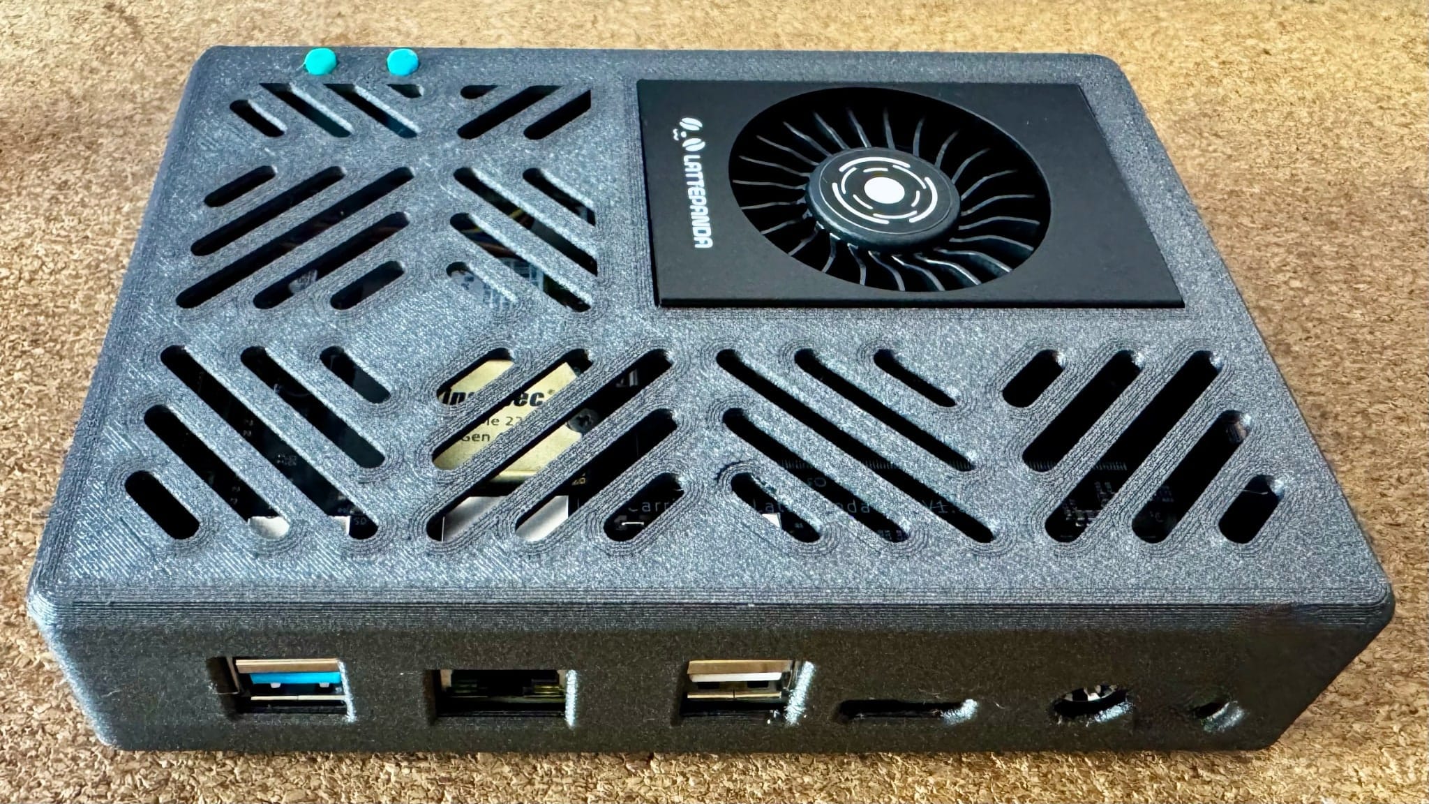 The LattePanda Mu and the Lite Carrier in a 3D printed case