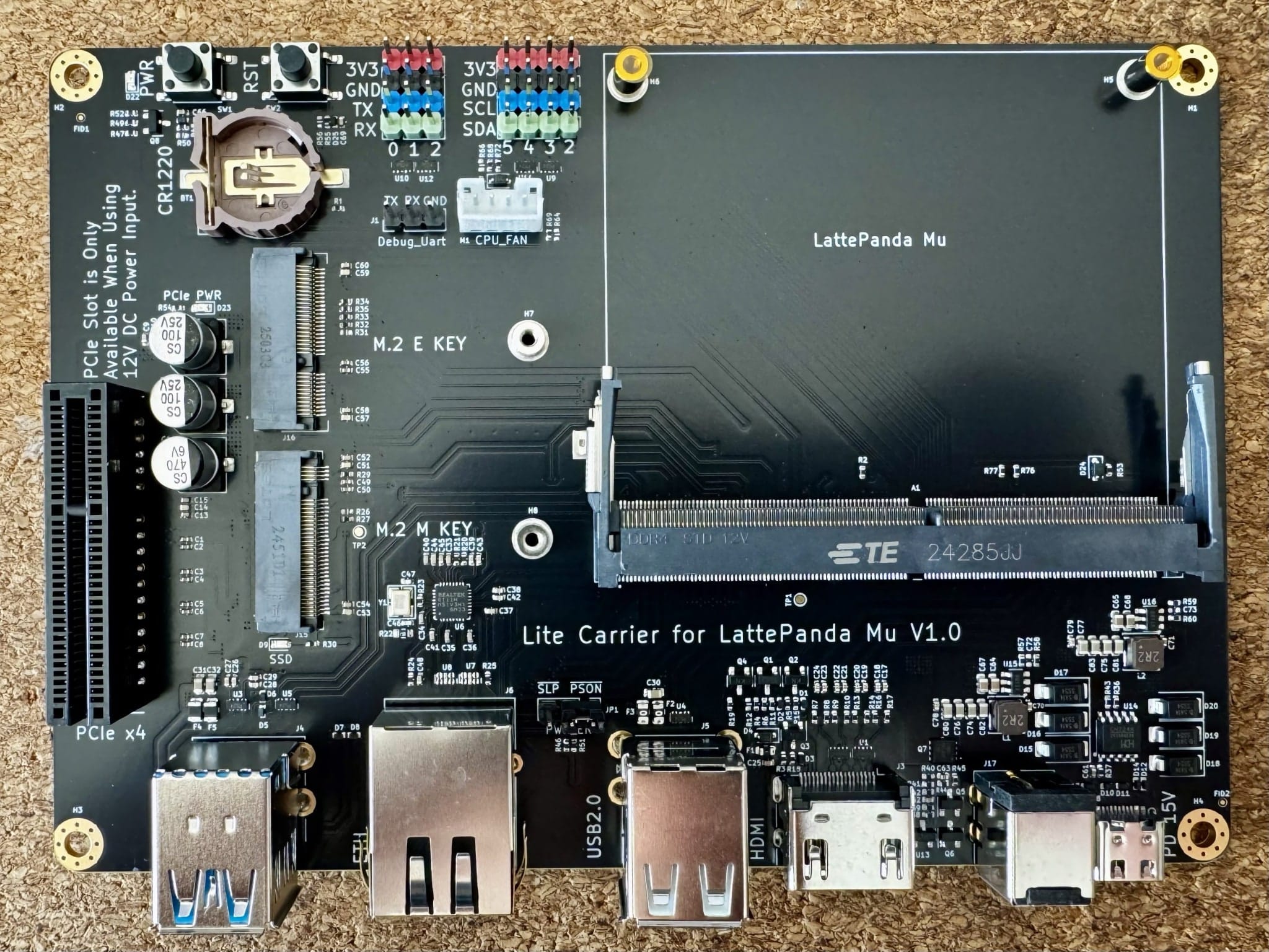 The Lite Carrier Board. Note the PCIe slot.