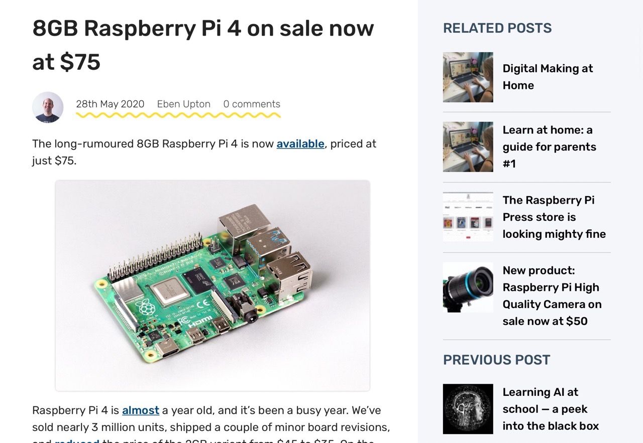 8GB Raspberry Pi 4 for $75 - Tao of Mac