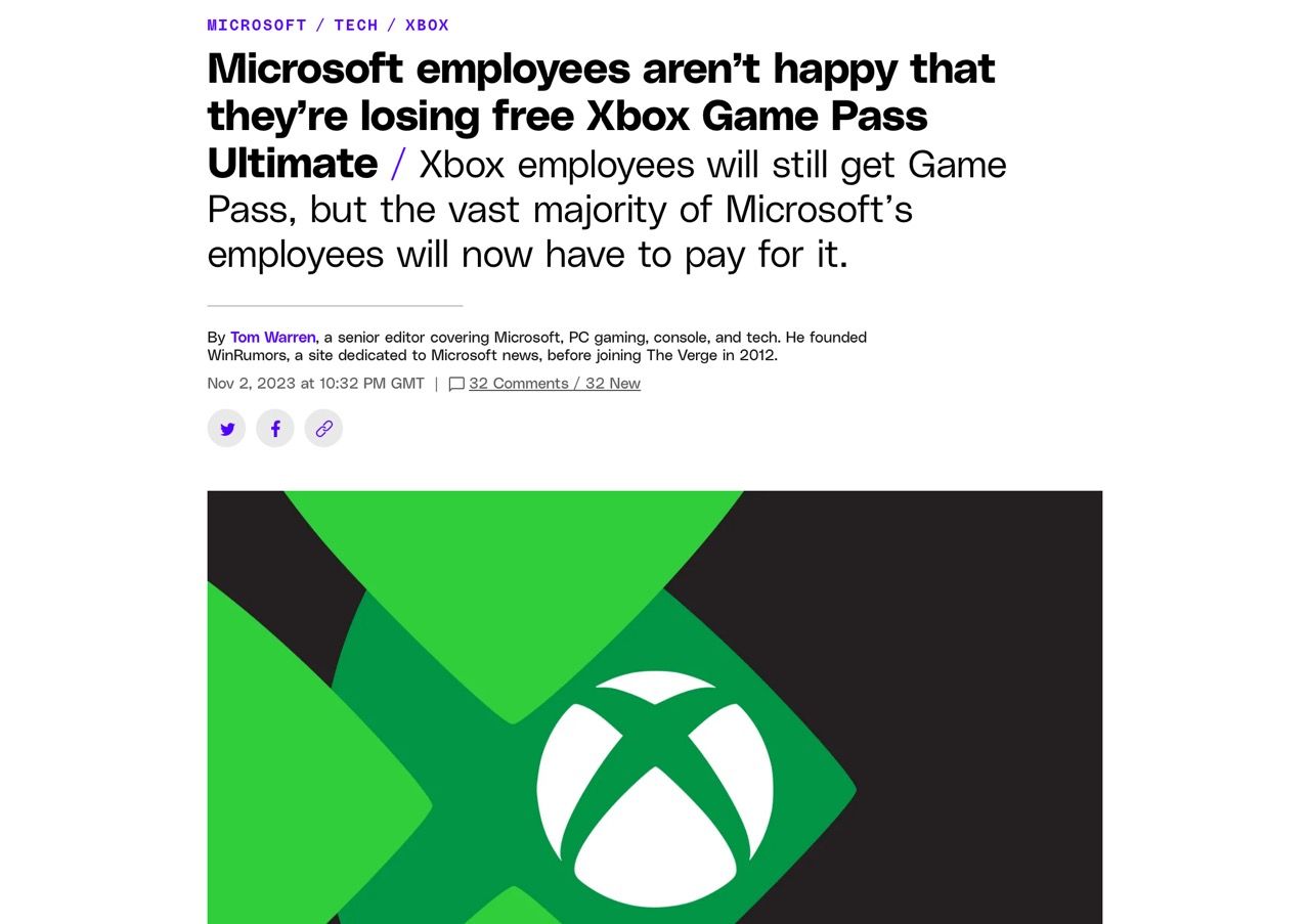 Microsoft employees aren't happy that they're losing free Xbox Game Pass  Ultimate - The Verge